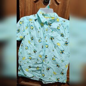 St Johns Bay Mens Size L Light Blue Summer Button Up Short Sleeve Casual